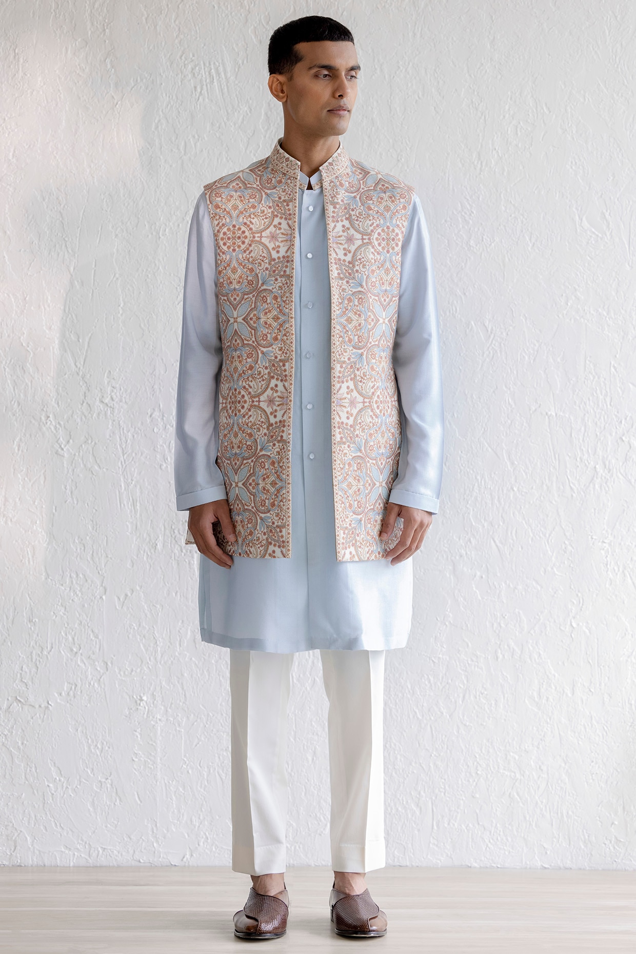 Shaista Chanderi Nehru Jacket set