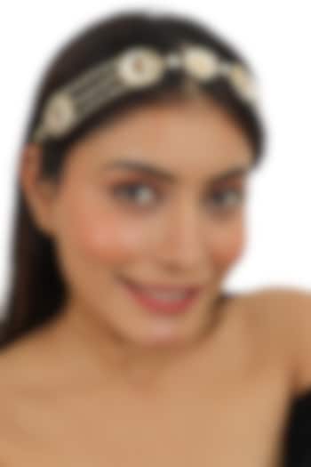 Gold Finish Matha Patti With Jadtar Stones by Riana Jewellery at Pernia's Pop Up Shop