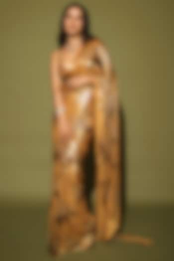 Ochre Masakali Digital Printed Wedding Saree Set by Masaba at Pernia's Pop Up Shop