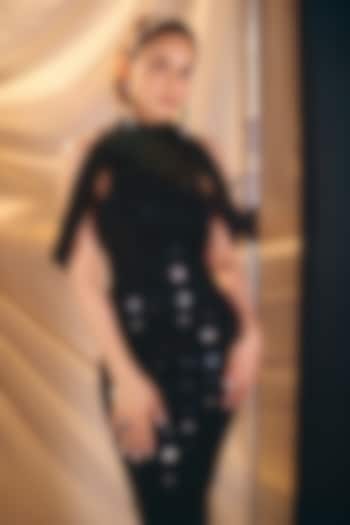 Black Jersey Bodycon Cocktail Dress by Sameer Madan at Pernia's Pop Up Shop