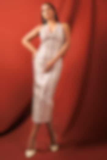 White Faux Leather & Lycra Net Bodycon Cocktail Dress by Sameer Madan at Pernia's Pop Up Shop