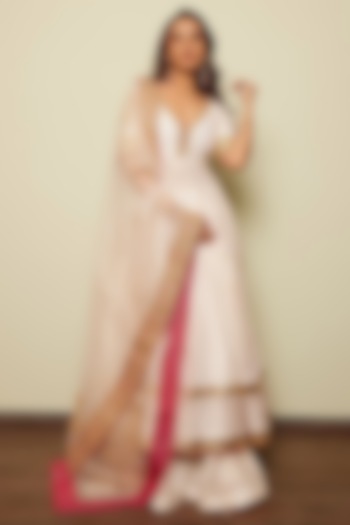 Daisy Ivory Pure Silk Chanderi Gota Patti Embellished Wedding Anarkali Set by Sheetal Batra at Pernia's Pop Up Shop