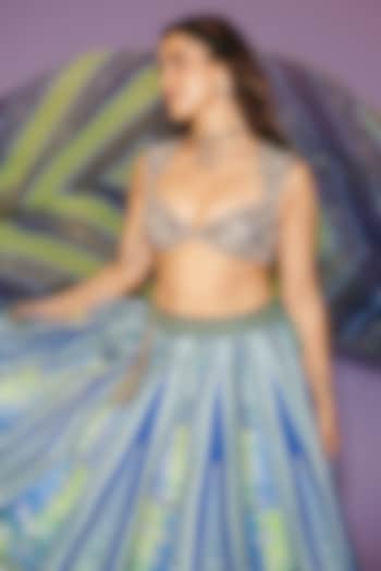 Multi-Colored Jeni Silk Digital Printed Wedding Lehenga Set by Torani at Pernia's Pop Up Shop