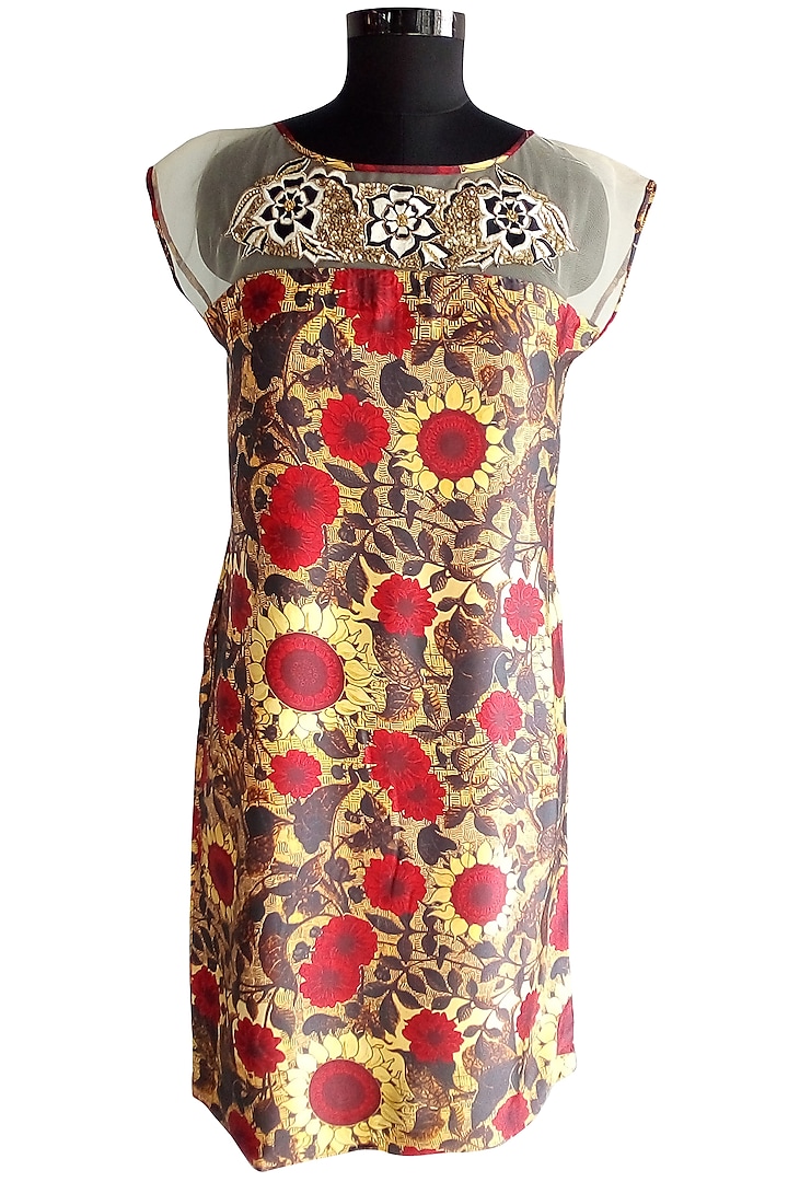 Red Floral Printed Tunic by CHARU PARASHAR