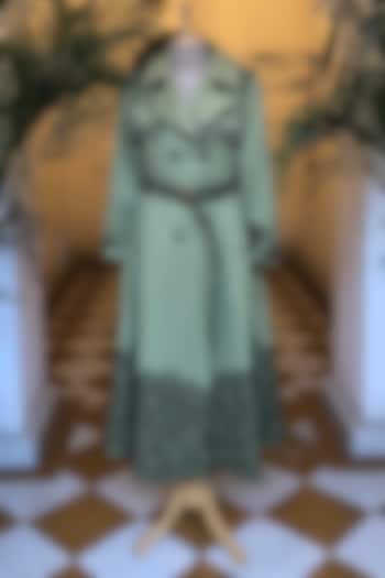 Green Embroidered Overcoat by CHARU PARASHAR at Pernia's Pop Up Shop