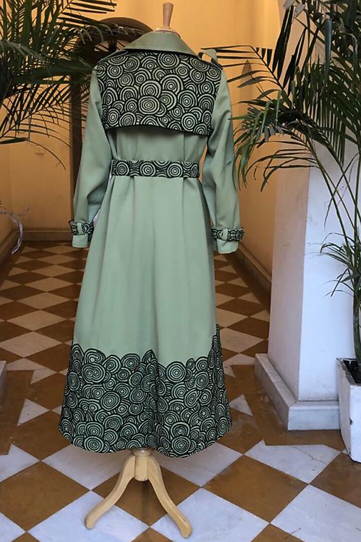 Green Embroidered Overcoat by CHARU PARASHAR at Pernia's Pop Up Shop