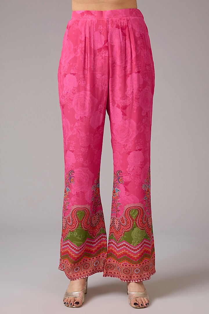 Pink Crepe Embellished & Printed Co-Ord Set by CHARU PARASHAR at Pernia's Pop Up Shop