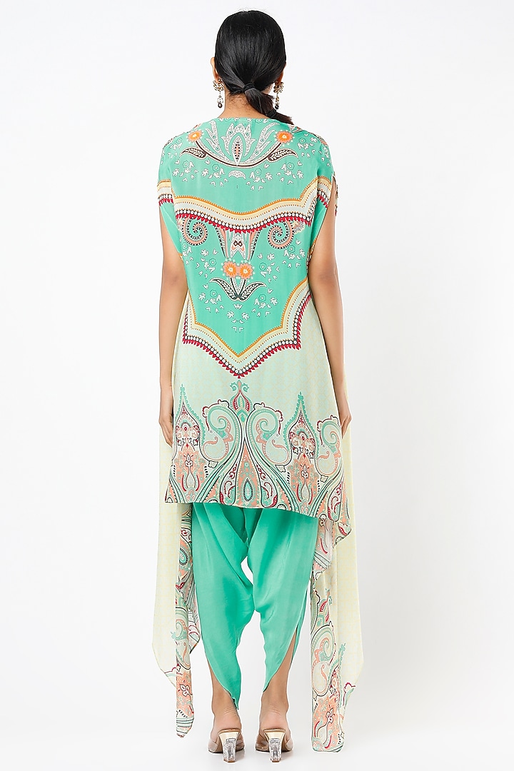 Turquoise Digital Printed Tunic Set by CHARU PARASHAR at Pernia's Pop Up Shop