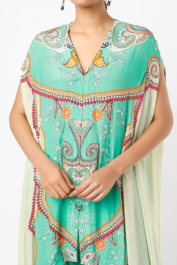 Turquoise Digital Printed Tunic Set by CHARU PARASHAR at Pernia's Pop Up Shop