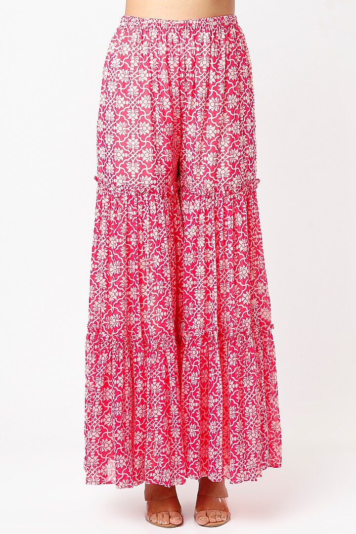 Pink Digital Printed Wedding Sharara Set by CHARU PARASHAR at Pernia's Pop Up Shop