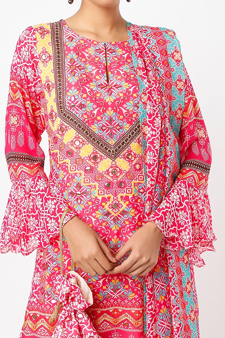 Pink Digital Printed Wedding Sharara Set by CHARU PARASHAR at Pernia's Pop Up Shop