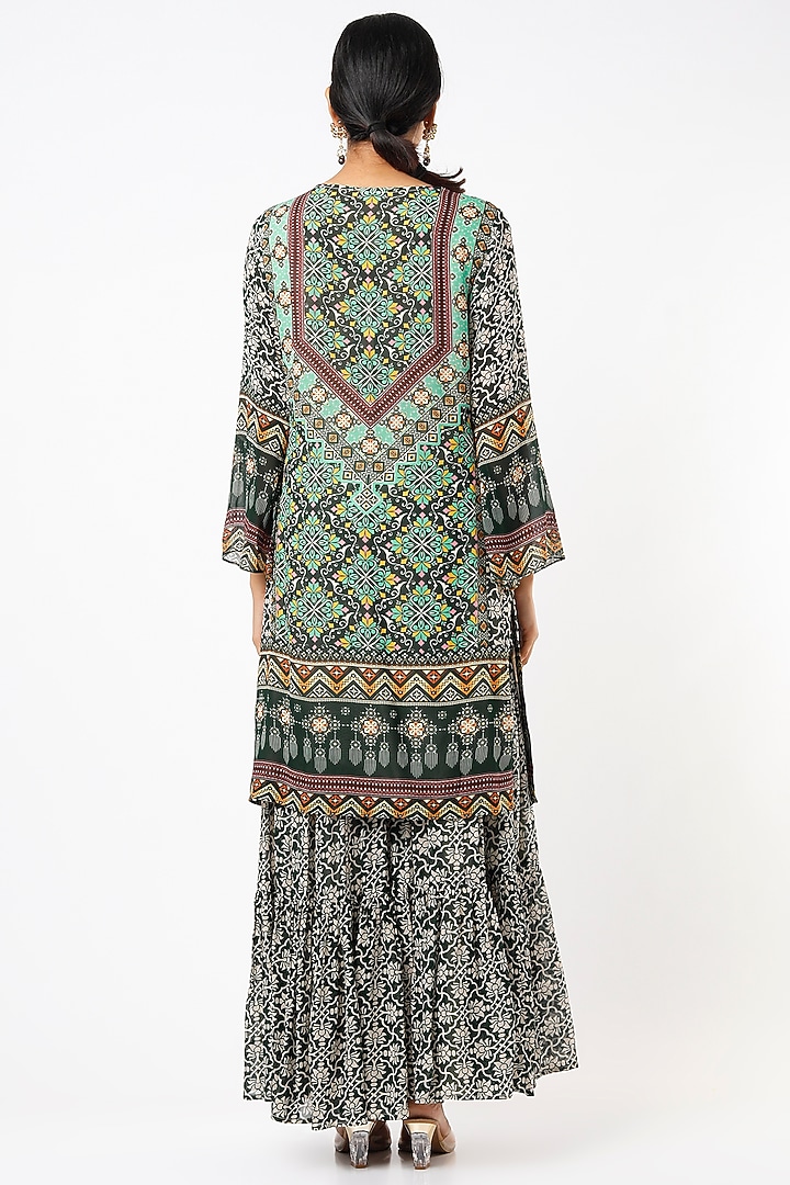 Forest Green Digital Printed Wedding Sharara Set by CHARU PARASHAR at Pernia's Pop Up Shop