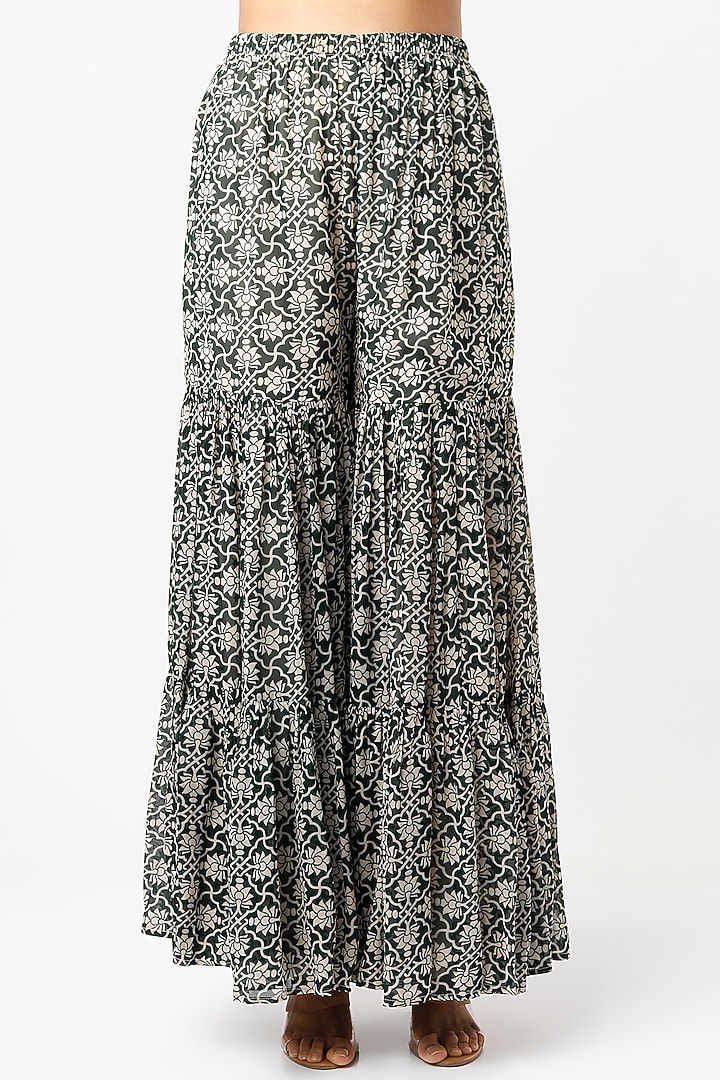 Forest Green Digital Printed Wedding Sharara Set by CHARU PARASHAR at Pernia's Pop Up Shop