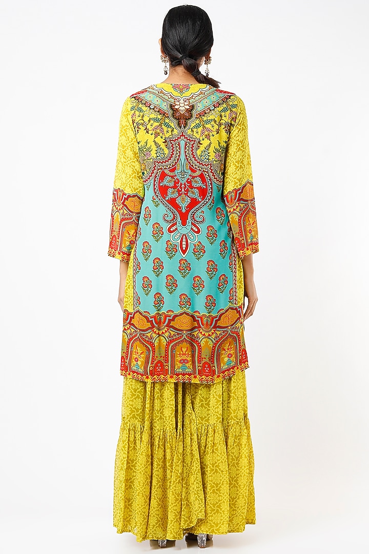 Yellow Digital Printed Wedding Sharara Set by CHARU PARASHAR at Pernia's Pop Up Shop