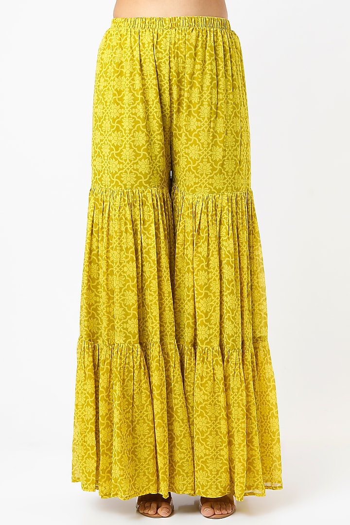 Yellow Digital Printed Wedding Sharara Set by CHARU PARASHAR at Pernia's Pop Up Shop
