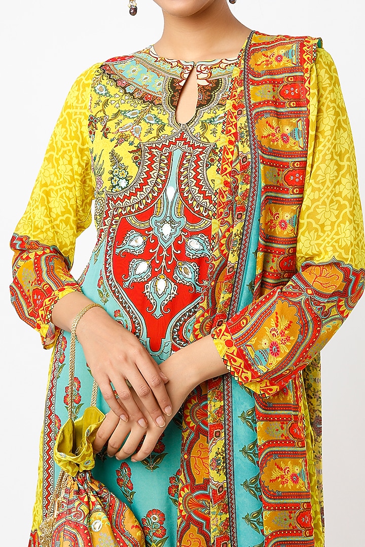Yellow Digital Printed Wedding Sharara Set by CHARU PARASHAR at Pernia's Pop Up Shop