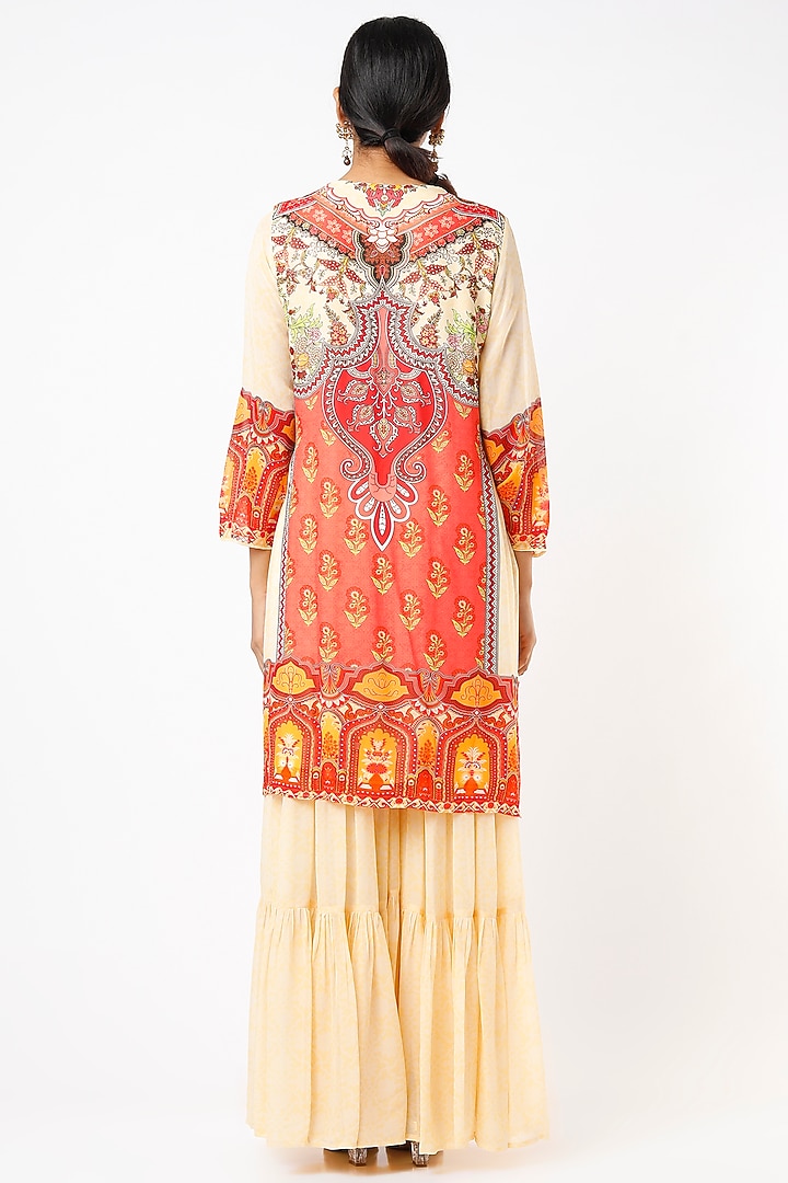Cream Georgette Wedding Sharara Set by CHARU PARASHAR at Pernia's Pop Up Shop