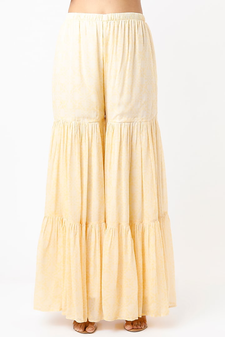 Cream Georgette Wedding Sharara Set by CHARU PARASHAR at Pernia's Pop Up Shop