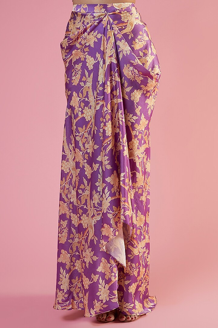 Lavender Crepe Printed & Embellished Cape Set by CHARU PARASHAR at Pernia's Pop Up Shop