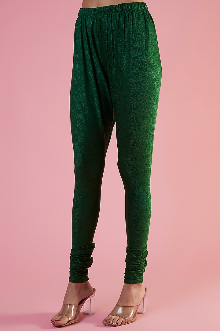 Green Crepe Printed & Embellished Wedding Anarkali Set by CHARU PARASHAR at Pernia's Pop Up Shop
