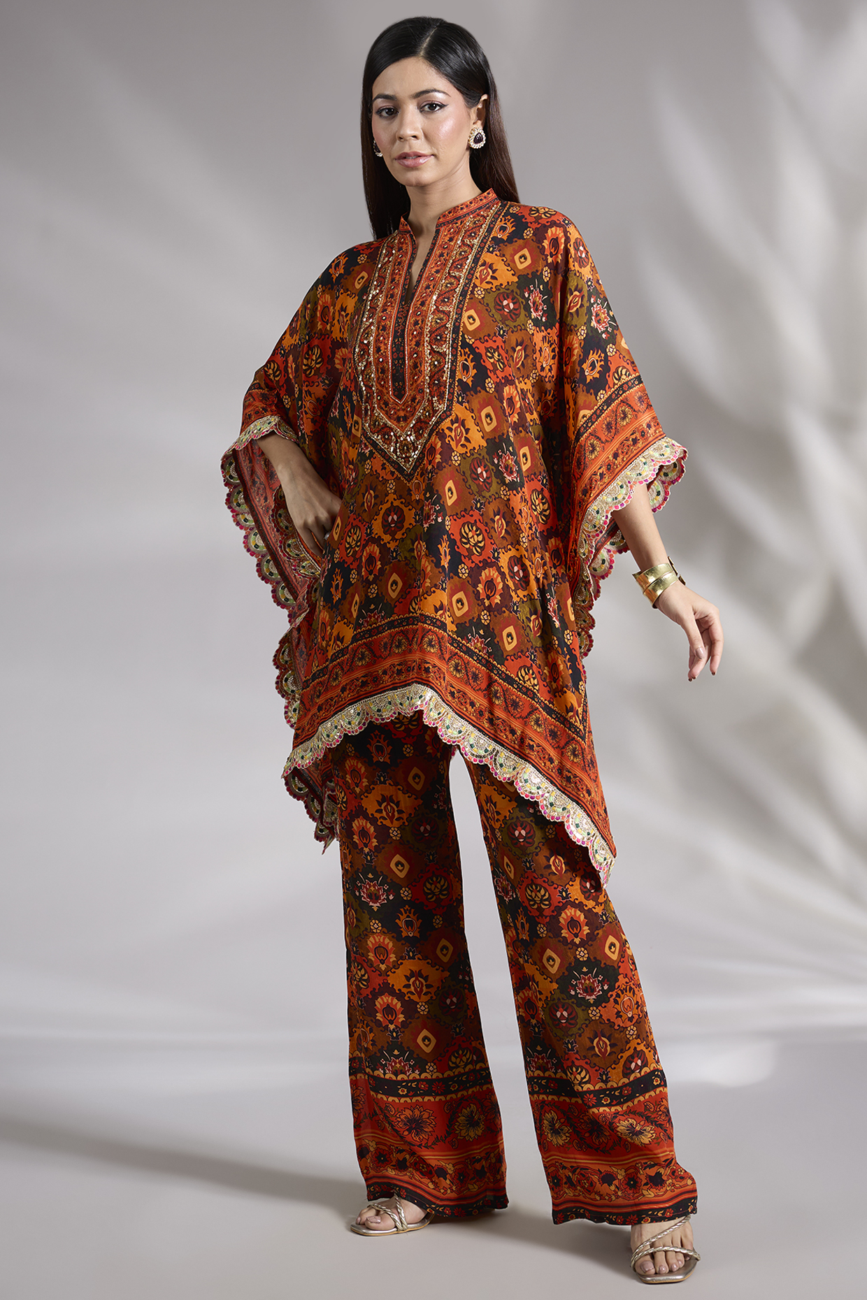 Rust Crepe Digital Printed Co-Ord Set by CHARU PARASHAR at Pernia's Pop Up Shop