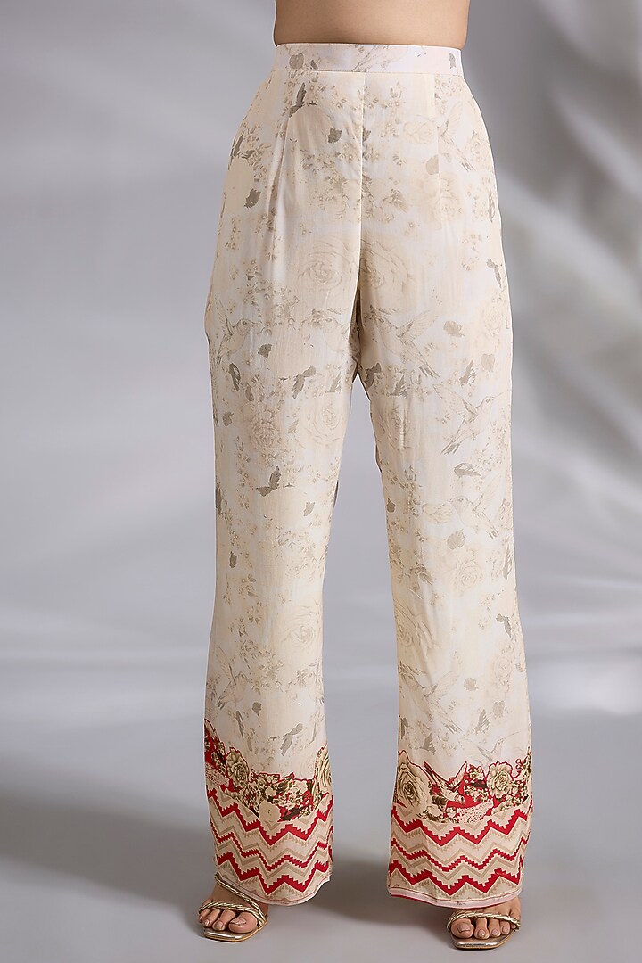 Ivory Crepe Digital Printed Short Kurta Set by CHARU PARASHAR at Pernia's Pop Up Shop