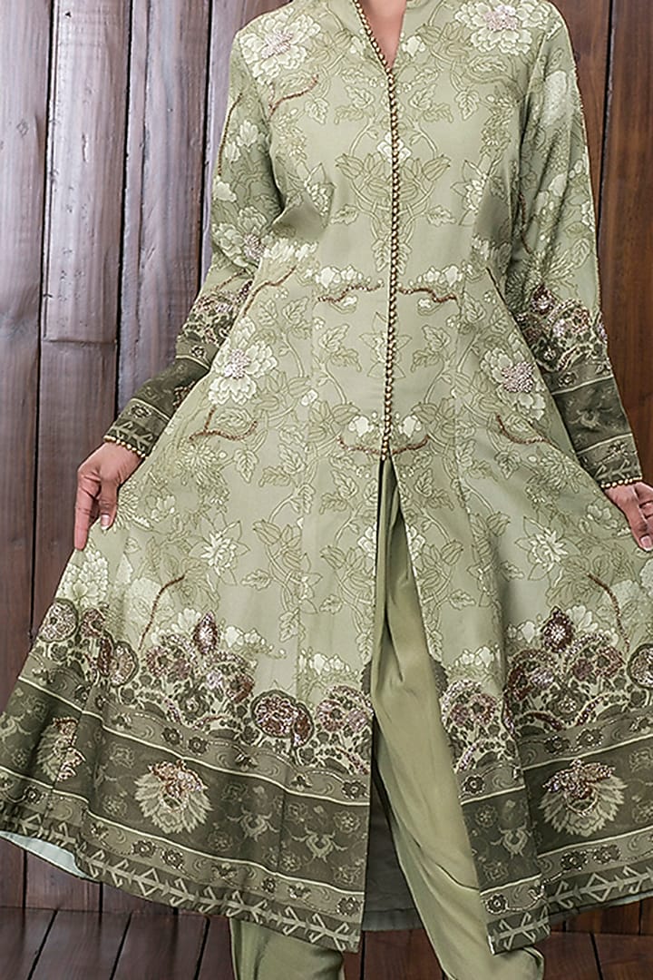 Green Printed Dhoti Set by CHARU PARASHAR at Pernia's Pop Up Shop