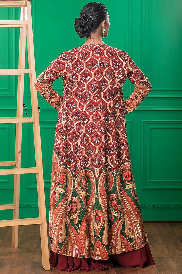 Red Printed Wedding Sharara Set by CHARU PARASHAR at Pernia's Pop Up Shop
