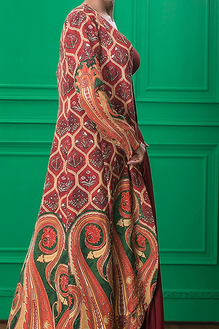 Red Printed Wedding Sharara Set by CHARU PARASHAR at Pernia's Pop Up Shop