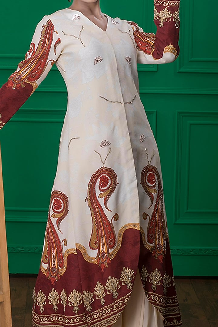 Cream Printed Wedding Sharara Set by CHARU PARASHAR at Pernia's Pop Up Shop