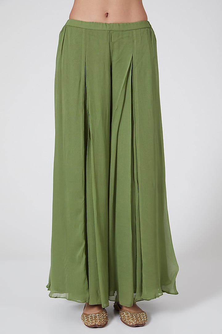 Pista Green Hand Embellished Long Jacket by CHARU PARASHAR at Pernia's Pop Up Shop