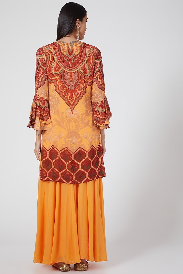 Light Peach Digital Printed Wedding Sharara Set by CHARU PARASHAR at Pernia's Pop Up Shop