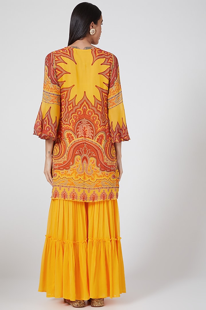 Yellow Georgette Wedding Sharara Set by CHARU PARASHAR at Pernia's Pop Up Shop