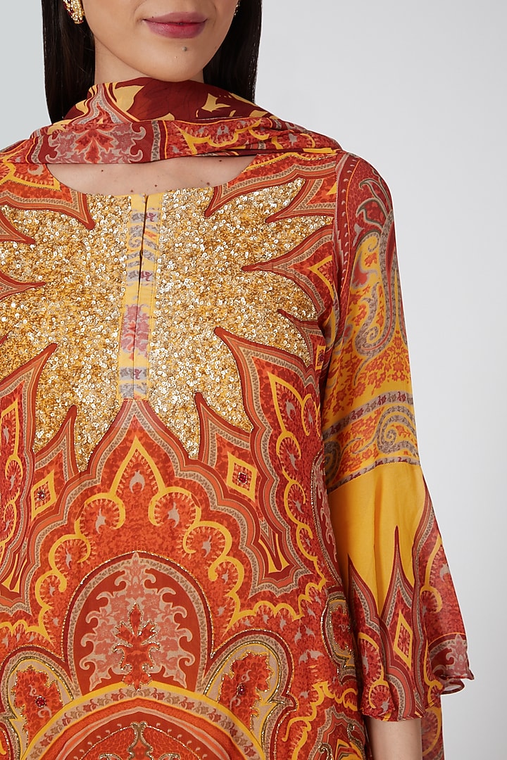 Yellow Georgette Wedding Sharara Set by CHARU PARASHAR at Pernia's Pop Up Shop