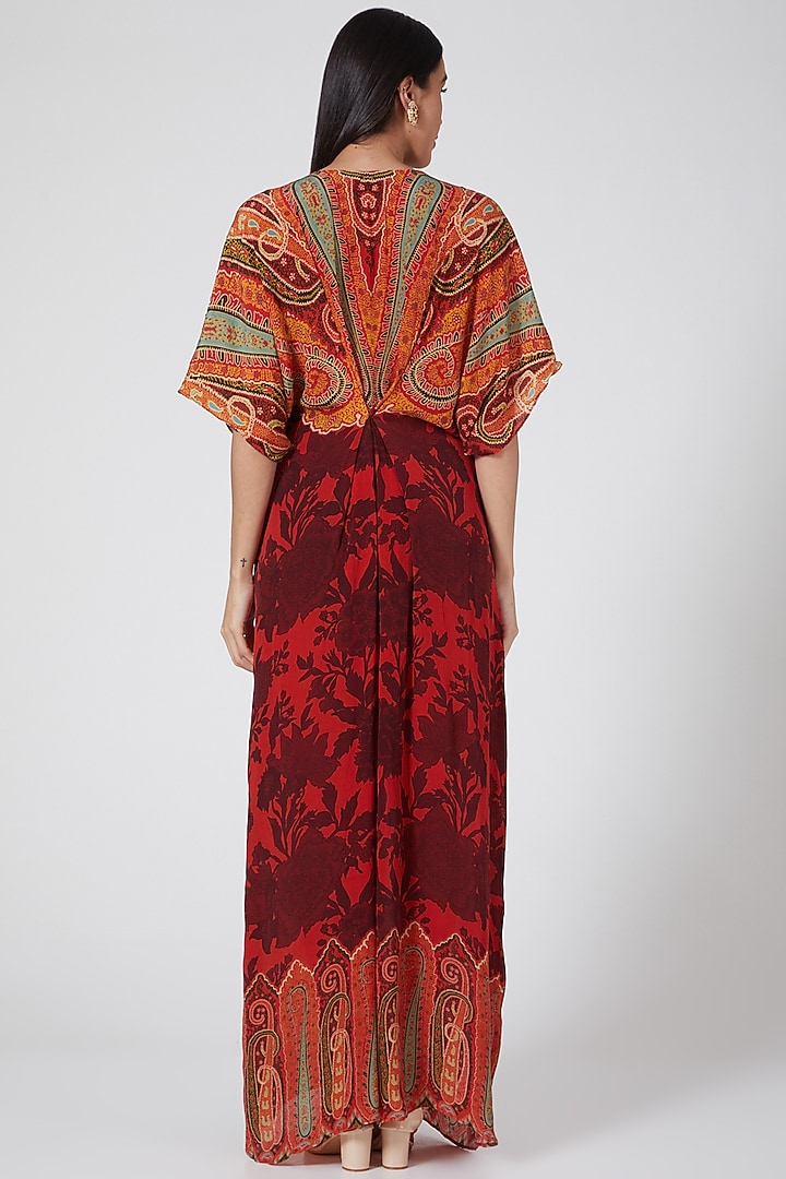 Red Digital Printed Kaftan by CHARU PARASHAR at Pernia's Pop Up Shop
