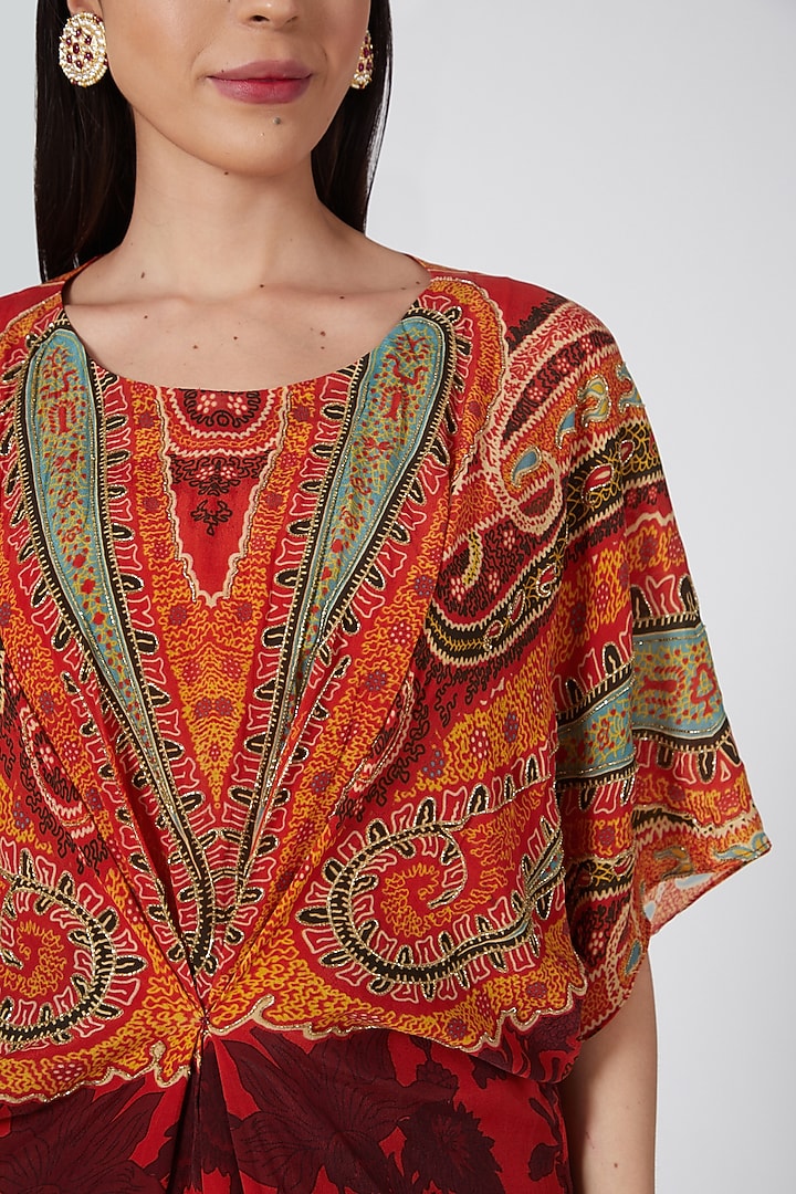 Red Digital Printed Kaftan by CHARU PARASHAR at Pernia's Pop Up Shop