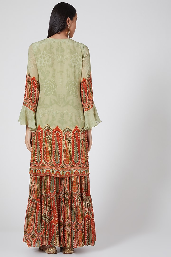 Pista Green Digital Printed Wedding Sharara Set by CHARU PARASHAR at Pernia's Pop Up Shop