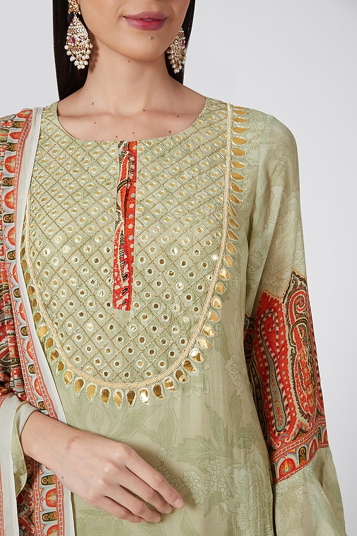 Pista Green Digital Printed Wedding Sharara Set by CHARU PARASHAR at Pernia's Pop Up Shop