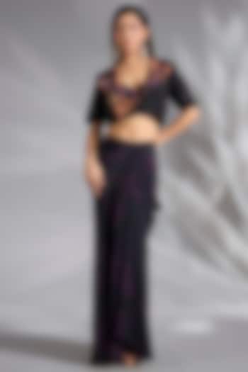 Black Crepe Skirt Set by CHARU PARASHAR at Pernia's Pop Up Shop