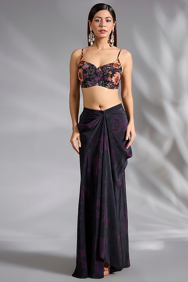 Black Crepe Skirt Set by CHARU PARASHAR at Pernia's Pop Up Shop