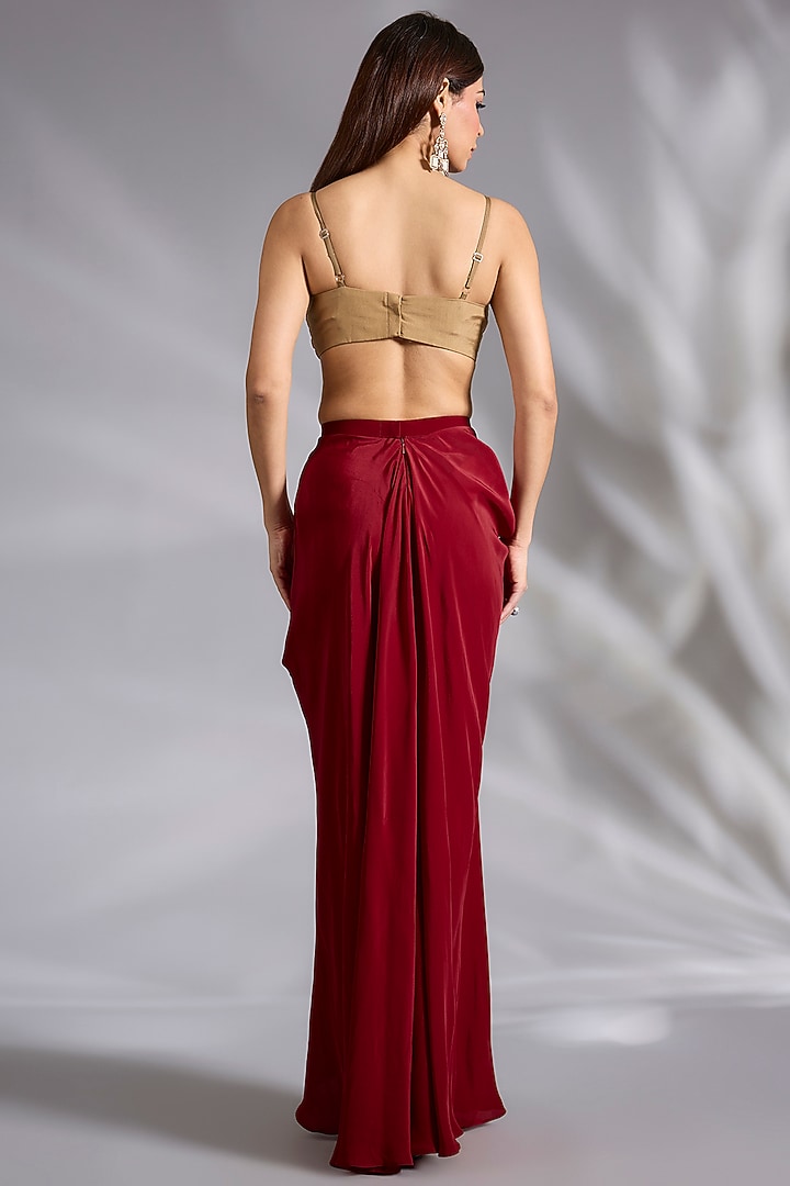 Red Crepe Skirt Set by CHARU PARASHAR at Pernia's Pop Up Shop
