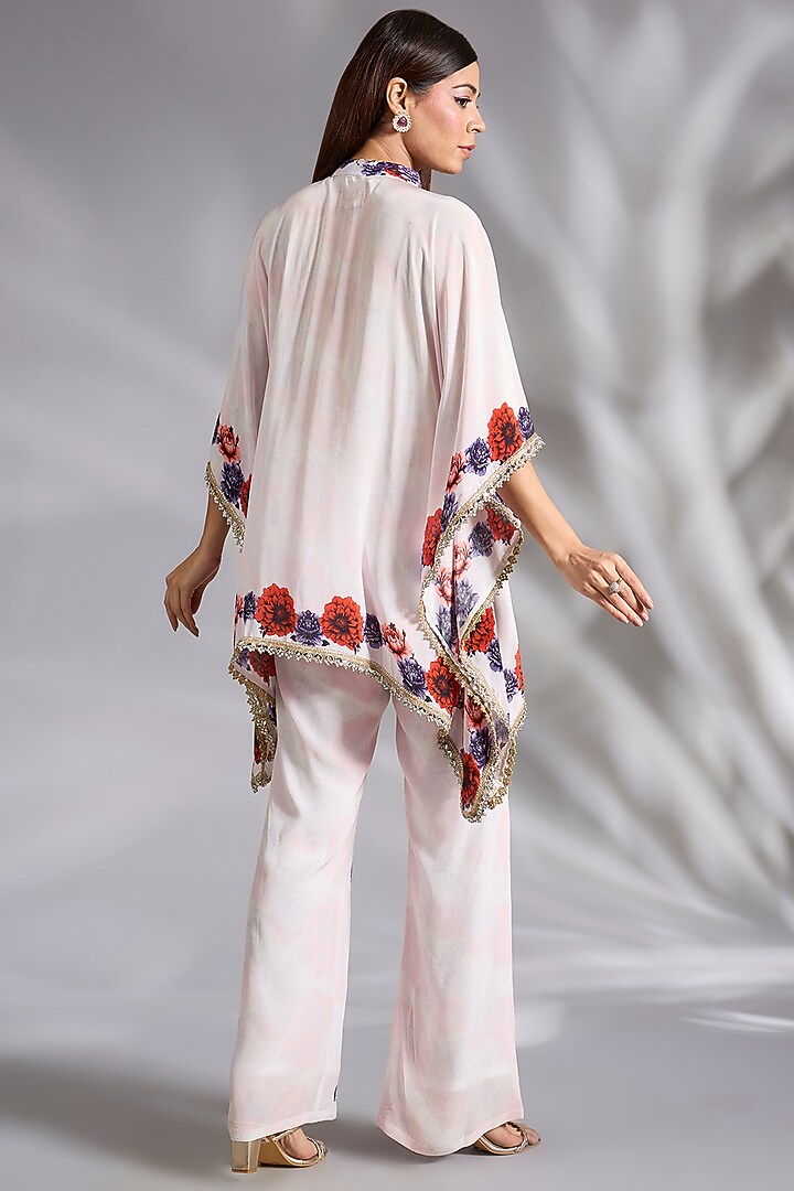 Ivory Crepe Floral Digital Printed Co-Ord Set by CHARU PARASHAR at Pernia's Pop Up Shop