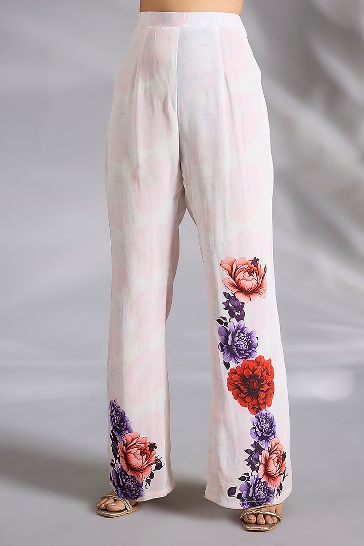 Ivory Crepe Floral Digital Printed Co-Ord Set by CHARU PARASHAR at Pernia's Pop Up Shop