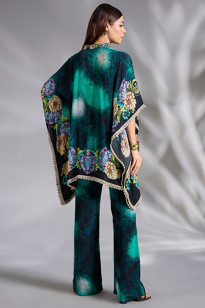 Teal Shaded Crepe Digital Printed Co-Ord Set by CHARU PARASHAR at Pernia's Pop Up Shop