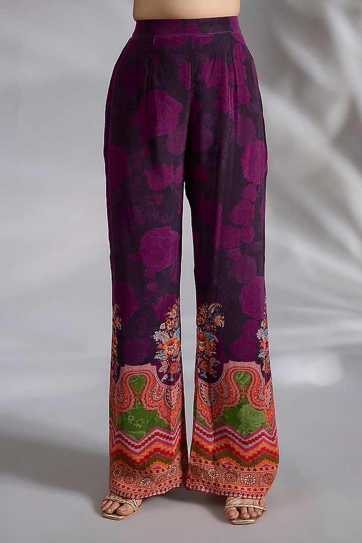 Purple Crepe Chevron Digital Printed Co-Ord Set by CHARU PARASHAR at Pernia's Pop Up Shop