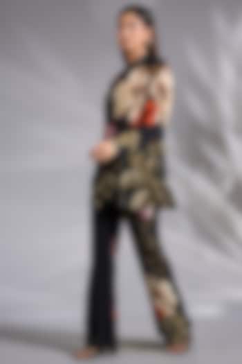 Black Crepe Floral Digital Printed Co-Ord Set by CHARU PARASHAR at Pernia's Pop Up Shop
