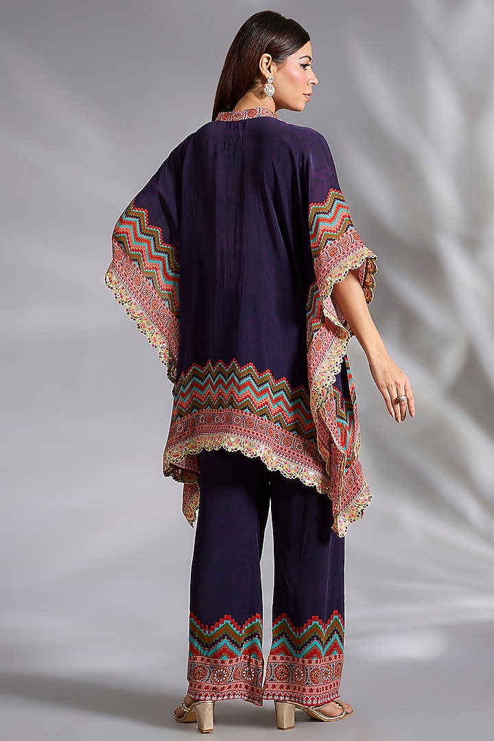 Purple Crepe Chevron Digital Printed Co-Ord Set by CHARU PARASHAR at Pernia's Pop Up Shop