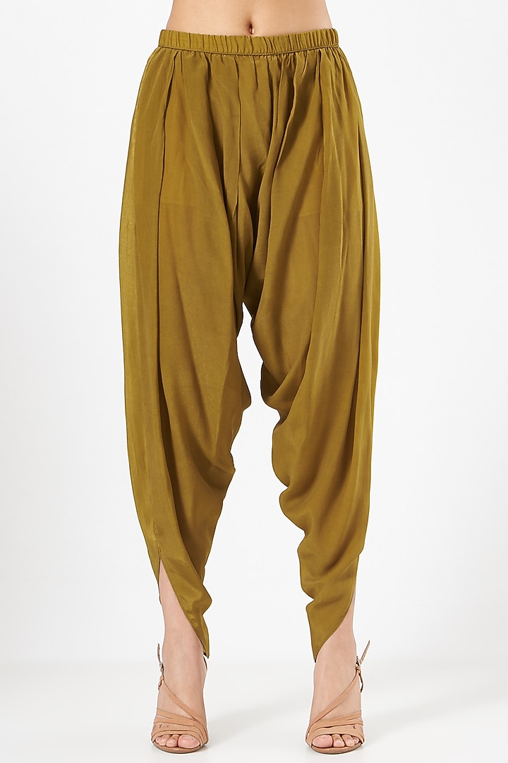 Mustard Hand Embroidered High-Low Cape Set by CHARU PARASHAR at Pernia's Pop Up Shop