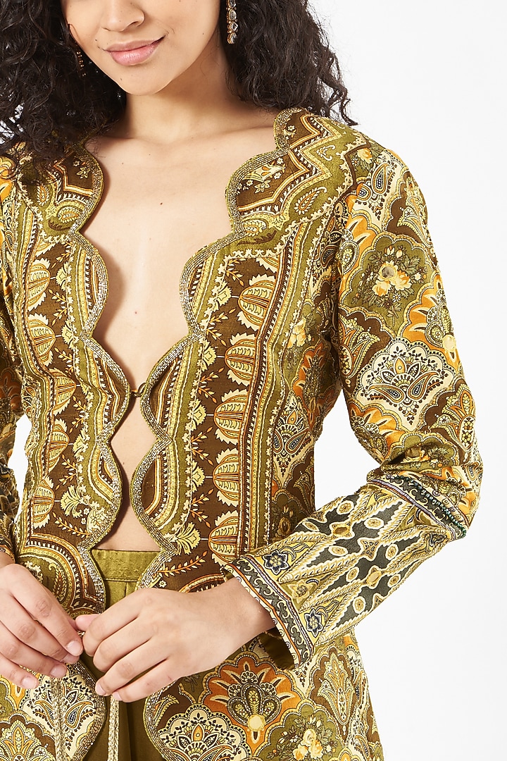 Mustard Printed Jacket Set by CHARU PARASHAR at Pernia's Pop Up Shop