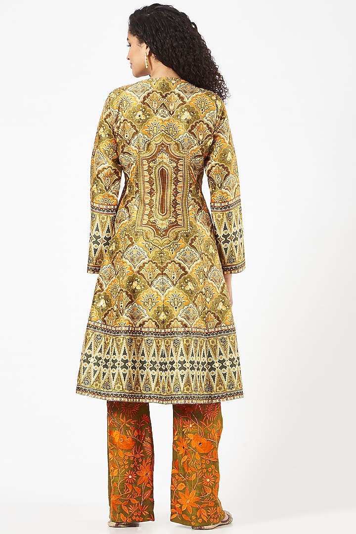 Mustard Printed Jacket Set by CHARU PARASHAR at Pernia's Pop Up Shop